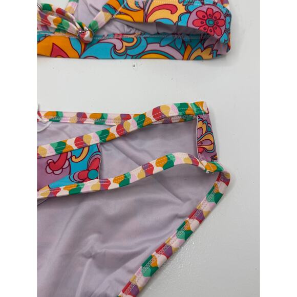 CUTE 🌸 Cupshe Retro Floral Strappy Bikini Set – Size Large - NEW - Picture 6 of 12